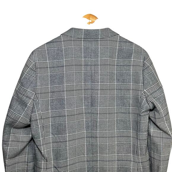 Seig Mens Black and White Plaid Checkered Blazer Houndstooth Large Made in Korea - Picture 8 of 16